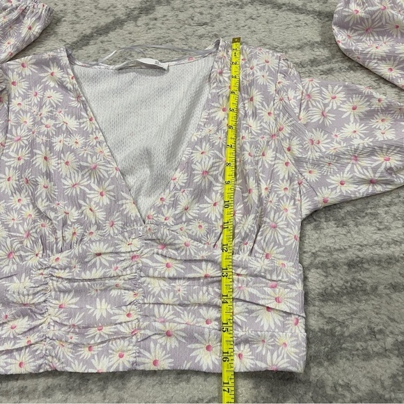 Elodie Purple Floral Long Sleeve Crop Top - Picture 11 of 12